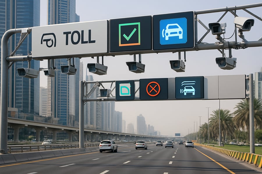 Dubai toll road infrastructure with modern technology